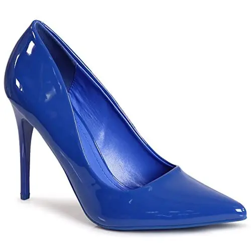Produktbild: topschuhe24 2664 Damen Spitze Lack Pumps High Heels, Farbe:Blau, Größe:38 EU