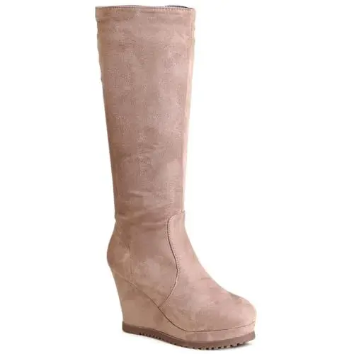 Produktbild: topschuhe24 2912 Damen Keilabsatz Stiefel Plateau Boots, Farbe:Hellbraun, Größe:39 EU