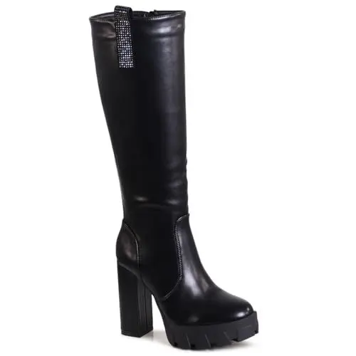 Produktbild: topschuhe24 2913 Damen Plateau Stiefel Glitzer Boots, Farbe:Schwarz, Größe:37 EU