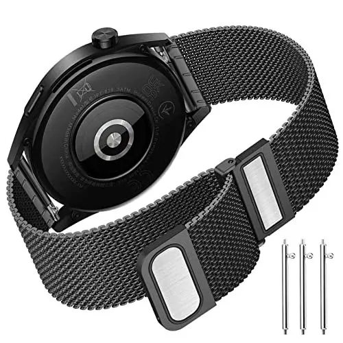 Produktbild: Huawei Watch GT 3 46mm Armband, 22mm Mesh Edelstahl Ersatzband Doppelmagnet Armband für Huawei Watch GT2 Pro/Huawei Watch GT2 46mm/Huawei Watch GT2e/Galaxy Watch 3 45mm/Galaxy Watch 46mm/Gear S3