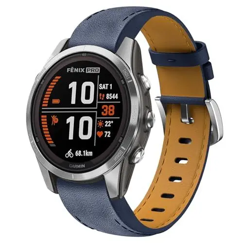Produktbild: Fenix 7S Armband Leder, 20mm Ersatzarmband Leder Armband für Garmin Fenix 5S, Fenix 5S Plus, Fenix 6S, Fenix 6S Pro, Fenix 7S Sapphire Solar, Fenix 7S, Fenix 7S Solar
