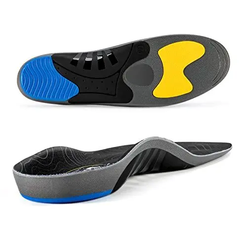 Produktbild: TOPSOLE Orthopädische Einlegesohlen Plantar Fasciitis Hohe Arch Support Schuheinlagen für Plattfüß Fußschmerz Fersensporn Einlagen Gel Einlegesohlen Arbeitsschuhe für Herren Damen 28CM T311-black