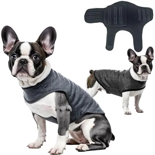 Produktbild: TOPSOSO Hunde-Angstjacke Leichtes Acrylgewebe Beruhigungswesten für Hunde Klettverschluss Lässt Sich Leicht Anbringen und Einstellen Anti-Angst Hundejacke Hundemantel für ängstliche Hunde Grau S