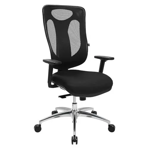 Produktbild: TOPSTAR Sitness Net Pro 100, ergonomik ofis sandalyesi, çal??ma masas? sandalyesi, nokta senkronizasyonu, yüksekli?i ayarlanabilir kolçaklar dahil, Kuma?, siyah, 59 x 56 x 120 cm