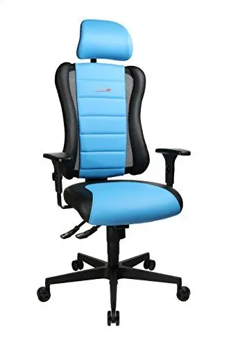 Produktbild: Topstar Sitness RS Büro-/Gaming-/Schreibtisch- Stuhl, inkl. Armlehnen und Kopfstütze, Stoff, blau / schwarz, 60 x 68 x 139 cm