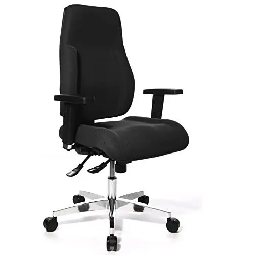 Produktbild: Topstar PI99GBC0 P91, Bürostuhl, Schreibtischstuhl, breiter Muldensitz, inkl. höhenverstellbare Armlehnen, Konturpolsterung, Bezug schwarz, 111.0 x 60.0 x 59.0