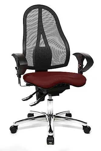 Produktbild: Topstar ST19UG27 Sitness 15, ergonomischer Bürostuhl, Schreibtischstuhl, inkl. höhenverstellbare Armlehnen, Bezugsstoff bordeaux / rot, 48x44