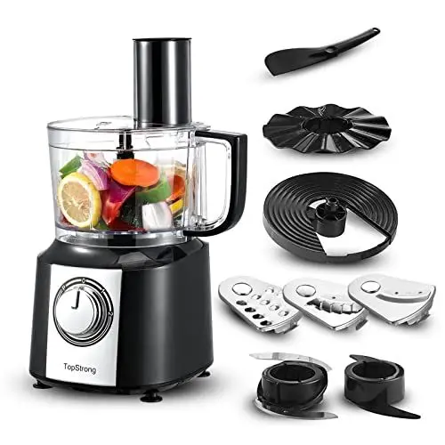 Produktbild: TopStrong Küchenmaschine, 800W küchenmaschine zerkleinerer, 2L Food Processor,Multizerkleinerer, Kompakt-Küchenmaschine inkl. 3 Schneidescheiben,Zerkleinerer, Knetmaschine Rührbesen,Schneebesen