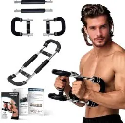 Produktbild: TOPtoper Twister Armtrainer 2025 Neue Brust Trainer für Unterarme, verstellbare Trainingsstange mit Feder, armdrücken brustmuskel trainingsgeräte (Grey, 60-100lbs)