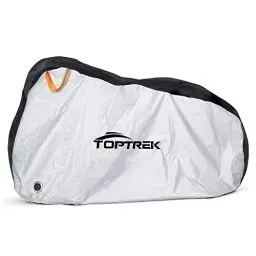 Produktbild: Toptrek Fahrradabdeckung Wasserdicht Oxford-Gewebe Fahrradgarage Plane Wasserfest 200 x 110 x 70 CM Fahrrad schutzhülle mit Beutel (Schwarz und Silber)