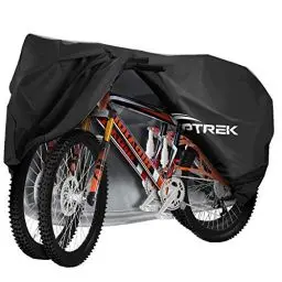 Produktbild: Toptrek Fahrradabdeckung für 2 Fahrräder Wasserdicht 210T Oxford Hochwertige Fahrradgarage Fahrradplane Fahrrad Regenschutz 210 x 110 x 95 cm Fahrradschutzhülle mit Beutel