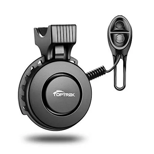 Produktbild: Toptrek Fahrradklingel Elektrische Fahrrad Klingel USB Wiederaufladbar 100db IP65 Wasserdicht Bicycle Bell Bestätigt durch CE und ROHS 4 Stichhaltige Modi Glocke für MTB/Rennrad/BMX (Schwarz)