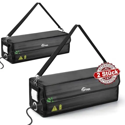 Produktbild: toptrek Ebike Akku Tasche, Feuerfest bis 1000°C ,Akku Tasche Wasserdicht Explosionssicher, Lipo Safe Bag für Lagerung Transport Aufladung, Ebike akku schutzhülle Großraum 49 x 15 x 15 cm (2 Stück)