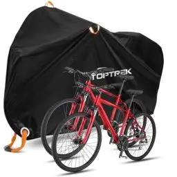 Produktbild: toptrek Fahrradabdeckung für 2 Fahrräder Wasserdicht 210D Oxford-Gewebe Fahrradgarage Outdoor 210 x 110 x 95 cm Hochwertige Fahrrad Abdeckplane mit Schlossösen Sonnenschutz Reißfestigkeit mit Beutel