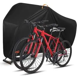 Produktbild: toptrek Fahrradabdeckung wasserdicht, Fahrradgarage 420D Oxford-Gewebe, Regenschutz Fahrrad für jedes Wetter, Fahrradschutzhülle mit Beutel, Fahrradplane 210×110×95cm fahrradabdeckung für 2 fahrräder