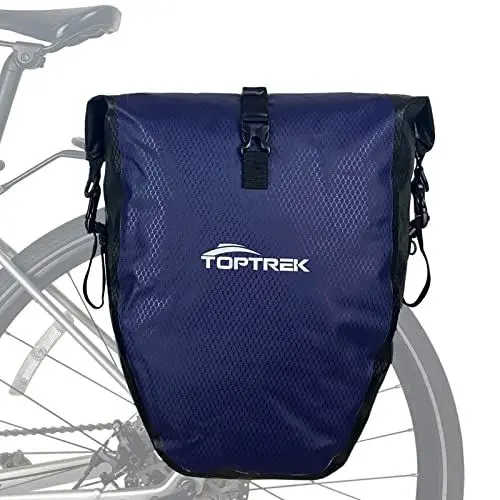 Produktbild: toptrek Fahrradtasche Gepäckträger, Wasserdicht Fahrradtaschen für Gepäckträger mit Schnalle der Neuen Generation, Fahradtasche Hinten Gepäckträger 23-28L mit Reflektoren und Fächer (1 Pack)