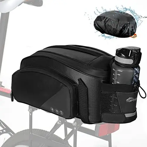 Produktbild: toptrek Fahrradtaschen für Gepäckträger, 12L Gepäckträgertasche, Wasserdicht & Reflektierend Fahrradtasche Gepäckträger Hinten, Multifunktionale 3-In-1 Gepäckträgertaschen mit Regenschutz