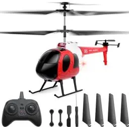Produktbild: Toptrend Hubschrauber Ferngesteuert, RC Helikopter mit Einer Berührung zum Starten und Landen mit LED Leucht 3 Kanal, Helikopter Spielzeug Geschenk für Jungen und Mädchen ab 14+（2 modulare Batterien）