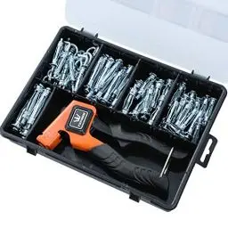 Produktbild: TOPWAY Hohlwandanker Setzwerkzeug mit Spreizdübel 63 Stück, Verzinkt Ankerdübel Kit zur Befestigung von Gipskartonplatten, Metall Gipskarton Hohlraum Hohlwandbefestigungen Schrauben Anker Set 405508