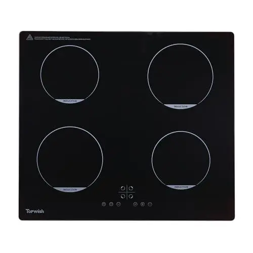 Produktbild: Topwish Induktionskochfeld,Induktionskochfeld 4 flammig,Induktionsherd 60 cm,4 Zonen Induktion Herdplatte,Induktionskochplatte mit Kindersicherung,Boost-Funktion,Touchsteuerung,Restwärmeanzeige,Timer