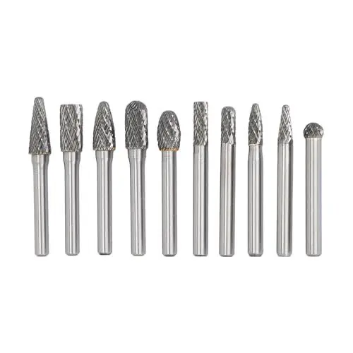 Produktbild: Topyond 10-teiliges Hartmetall-Rotationsfeilen-Bit-Set, Präzisionsschleifwerkzeuge für Metall und Holz, Hartmetall-Frässtifte-Set, vielseitige Rotationswerkzeuge für den