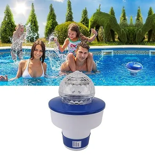 Produktbild: Topyond 8 Zoll beleuchteter schwimmender Chlortablettenspender für Spa-Whirlpools, spendet Chlortabletten, schwimmt auf der Wasseroberfläche für Pool-Enthusiasten und Spa-Besitzer
