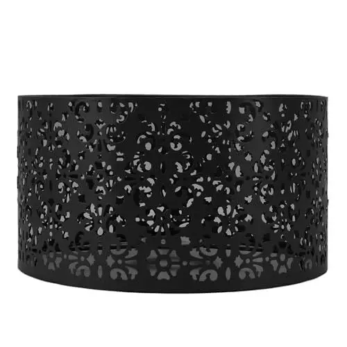 Produktbild: Topyond Metall-Lampenschirm mit Blumenausschnitt, E27, E14, Dual-Fit, weiches Leuchten, dekorative Lichtabdeckung, für Tisch-Stehlampen, Heim-Akzentbeleuchtung (Schwarz)