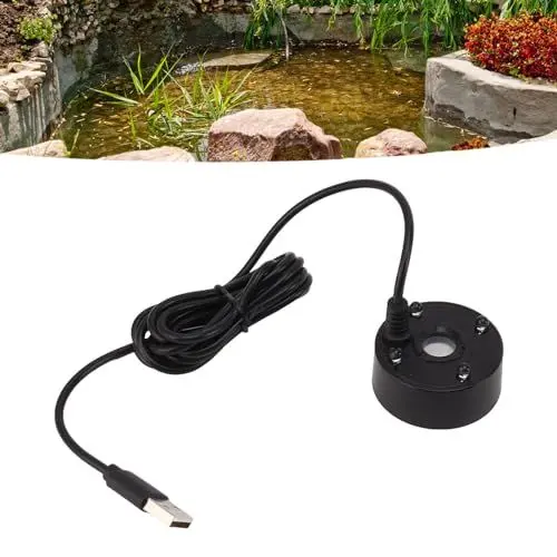 Produktbild: Topyond USB-Nebelmaschine mit bunten LED-Lichtern, 5-V-Ultraschall-Brunnenzerstäuber, kompakte Nebelmaschine für Teich, Steingarten, Aquarium und Waschbecken, dekorative (Schwarz)