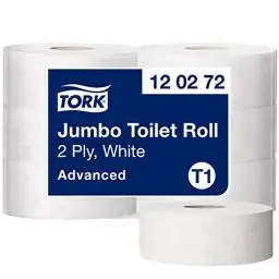 Produktbild: Tork 120272 Jumbo Toilettenpapier in Advanced Qualität für Tork T1 Jumbo Toilettenpapiersysteme / 2-lagiges WC-Papier angenehm weich und reißfest, 6er Pack (6 x 1800 Blatt)
