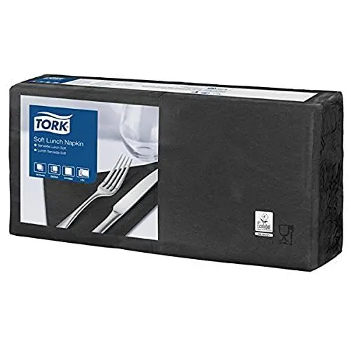 Produktbild: Tork 477864 Weiche Lunch-Serviette, 33X33 cm, 3-lagig, 1/4-Faltung, 1X150, Schwarz