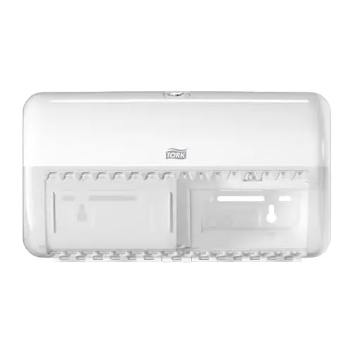 Produktbild: Tork 557000 Spender für Kleinrollen Toilettenpapier T4 in Weiß / Hygienischer Papierspender für Toiletten im Elevation Design