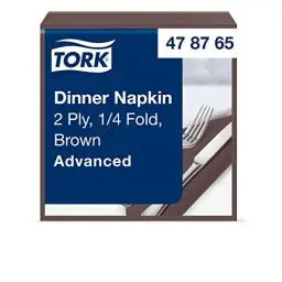 Produktbild: Tork Dinnerservietten Braun, 1/4-Falz, 2‑lagig, 40 cm × 39 cm, 150 Servietten, 478765