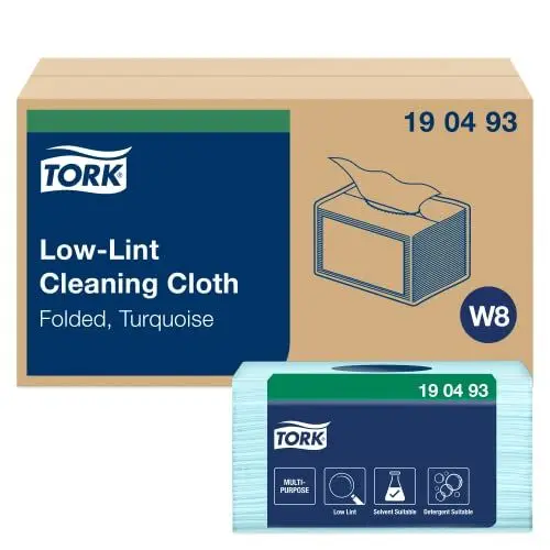 Produktbild: Tork Fusselarme Reinigungstücher Türkis W8, Lösungsmitteltauglich, 8 × 75 Tücher, 190493