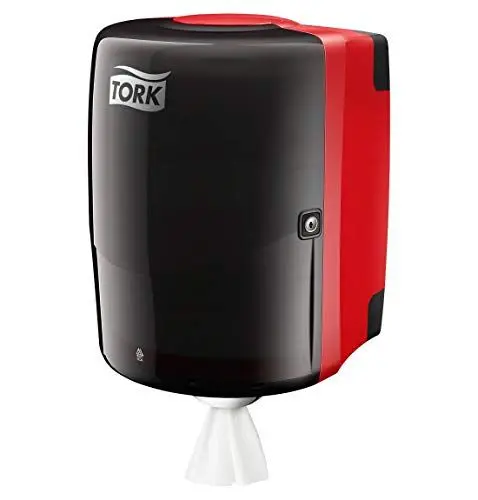 Produktbild: Tork Maxi Innenabrollungsspender Rot und Rauchgrau W2, Robustes Design, Performance Linie, 44,7 cm × 32,8 cm × 30,2 cm, 653008