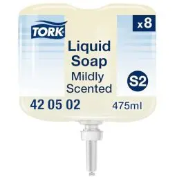 Produktbild: Tork Mild Duftende Hand Mini Flüssigseife S2, frischer Duft, 8 × 475 ml, 420502