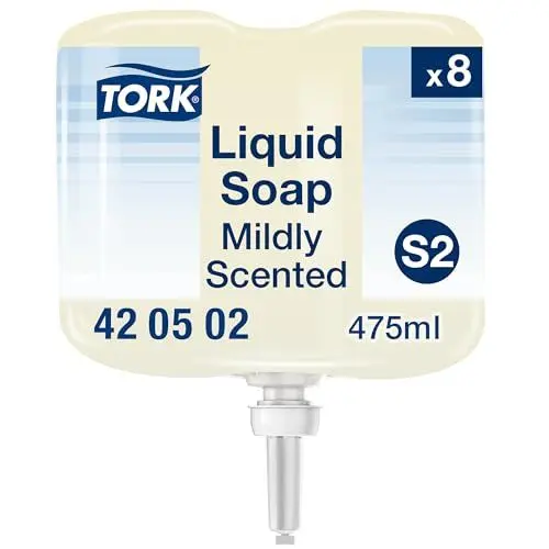 Produktbild: Tork Mild Duftende Hand Mini Flüssigseife S2, frischer Duft, 8 × 475 ml, 420502