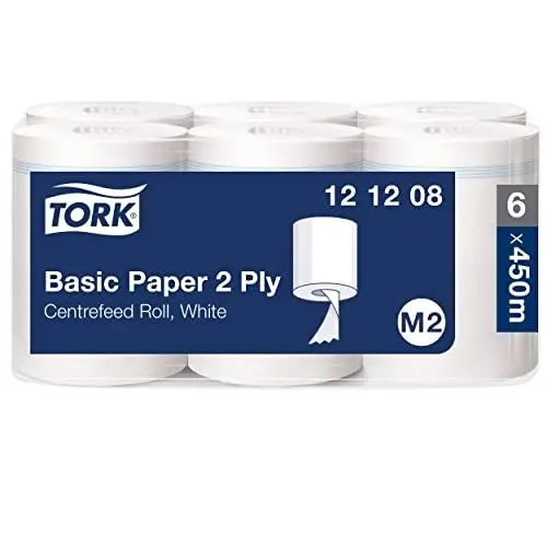 Produktbild: Tork Standard-Papierwischtücher mit Innenabrollung Weiß M2, Mehrzweck-Papiertücher, 6 × 121,5 m, 121208