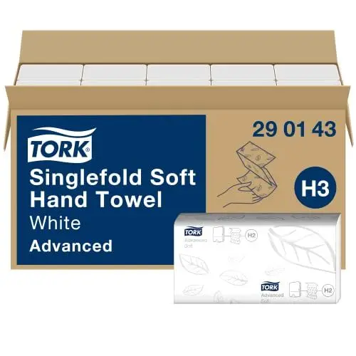 Produktbild: Tork weiche Zickzack Papierhandtücher Advanced 290143 - H3 Falthandtücher für Papierhandtuchspender - saugfähig und reißfest, 2-lagig, weiß - 15 x 250 Tücher