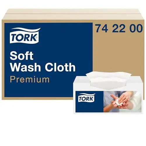 Produktbild: Tork weiches Waschtuch Weiß, Einzeltuchentnahme, Premium, hygienisch, 1 × 135 Tücher, 742200