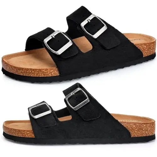 Produktbild: Herren Pantoletten Sandalen Hausschuhe Flache Latschen Sommerschuhe Erwachsene Schlappen Arbeitsschuhe Bequeme Classic(Schwarz,42 EU)