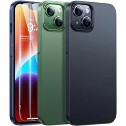 Produktbild: TORRAS Meister der Dünnheit für iPhone 13 Hülle (mit 2 Schutzglas) Ultra Dünn Rundumschutz Samtiger Griff Dünnes wie das Original Handyhülle iPhone 13 Schutzhülle Slim iPhone 13 Case Schwarz