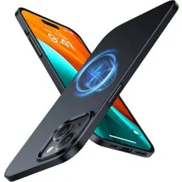 Produktbild: TORRAS Dr. Ultra Dünn 2024 Neu für iPhone 15 Hülle für MagSafe (TOP Magnetkraft) Samtiger Griff & Elegantes Aussehen Handyhülle iPhone 15 Case Extrem Stoßfest Kratzfest Hülle iPhone 15 Schwarz