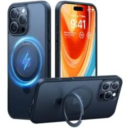 Produktbild: TORRAS Ostand Q1 für iPhone 16 Pro Hülle für MagSafe (Unsichtbarer Ständer, Nr.1 Magnetkraft,Umfassender Militärischer Schutz) Handyhülle iPhone 16 Pro Case All-in-One Schwarz