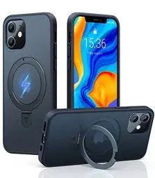Produktbild: TORRAS Ostand für iPhone 12 Hülle/iPhone 12 Pro Hülle für MagSafe (Nr.1 Magnetkraft, Unsichtbarer Ständer, Militärischer Schutz) Stoßfest Handyhülle iPhone 12 Case Kratzfeste All-in-One Schwarz