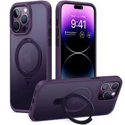 Produktbild: TORRAS Ostand für iPhone 14 Pro Max Hülle für MagSafe (Nr.1 Magnetkraft, Unsichtbarer Ständer, Militärischer Schutz) Stoßfest Handyhülle iPhone 14 Pro Max Case Kratzfeste Schutzhülle All-in-One Lila