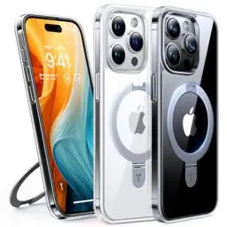 Produktbild: TORRAS Ostand für iPhone 15 Pro Hülle für MagSafe (Nr.1 Magnetkraft, Unsichtbarer Ständer, Militärischer Schutz) Stoßfest Handyhülle iPhone 15 Pro Case Kratzfeste Schutzhülle All-in-One Transparent
