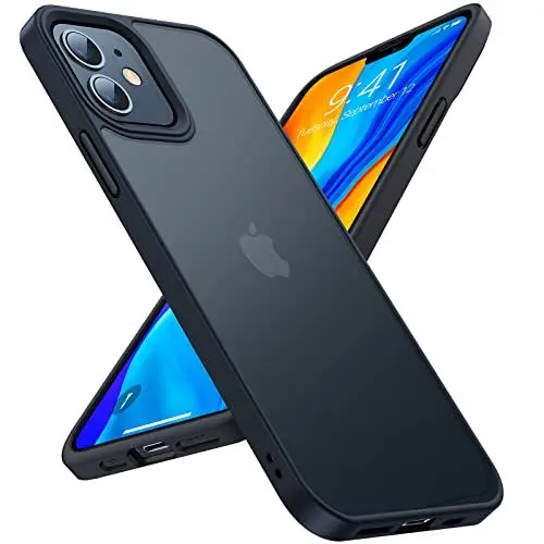 Produktbild: TORRAS Upgrade für iPhone 12 Hülle, iPhone 12 Pro Hülle (TOP Militärschutz) Samtig Angenehmer Griff Handyhülle mit Abnehmbare Knöpfe Schlank Stoßfest Handyhülle iPhone 12/12 Pro Case Schwarz