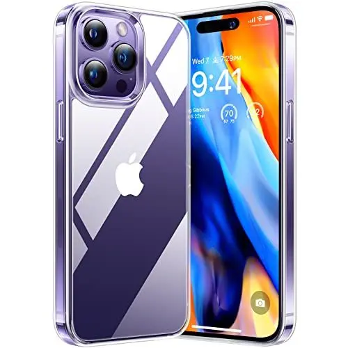 Produktbild: TORRAS für iPhone 14 Pro Hülle (100% Anti-Vergilbung) (Unzerbrechlich TOP Fallschutz & Militär Stoßfeste) Dauerhaft Dünne Handyhülle iPhone 14 Pro Case Transparent, Diamond Series