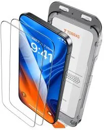 Produktbild: TORRAS für iPhone 16 Pro für Panzerglas (TOP Bruchsicherheit) Schutzfolie für iPhone 16 Pro Folie 9H Glas Full Screen (Einfache Installation) Anti-Fingerabdruck, 2 Stück
