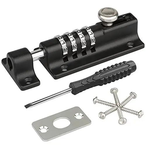 Produktbild: Torriegel mit Zahlenschloss, (Wetterfest) Spopal 120mm 4-Stellige Kombination Schlossriegel, Türriegel für flächenbündige Türen, riegelschloss, Zinklegierung, für Schuppen Garten Schränke Haus Schule